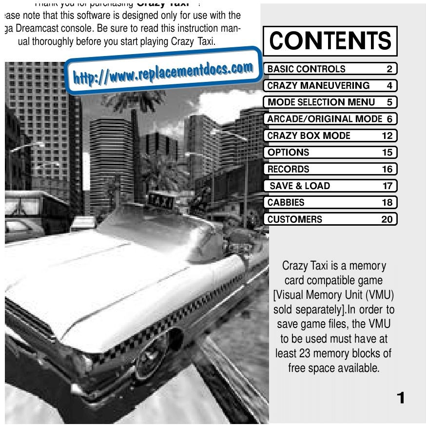 Wet Cunts Crazy Taxi (DreamCast) Game Manual Hairy Sexy