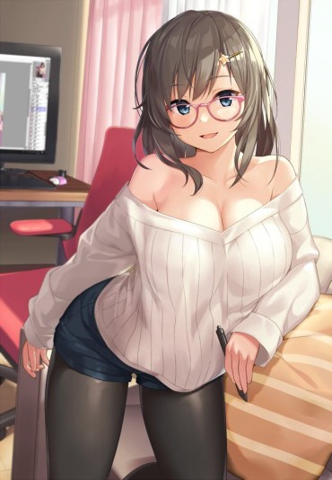 Girlsfucking Erotic Image Of A Two-dimensional Glasses Beautiful Girl With A Slightly Figure Asslicking