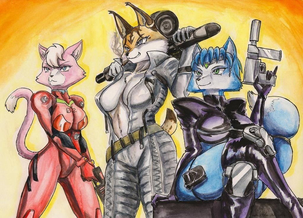 Threesome [SoulEaterSaku90] Foxy Gungals (Star Fox) Cruising