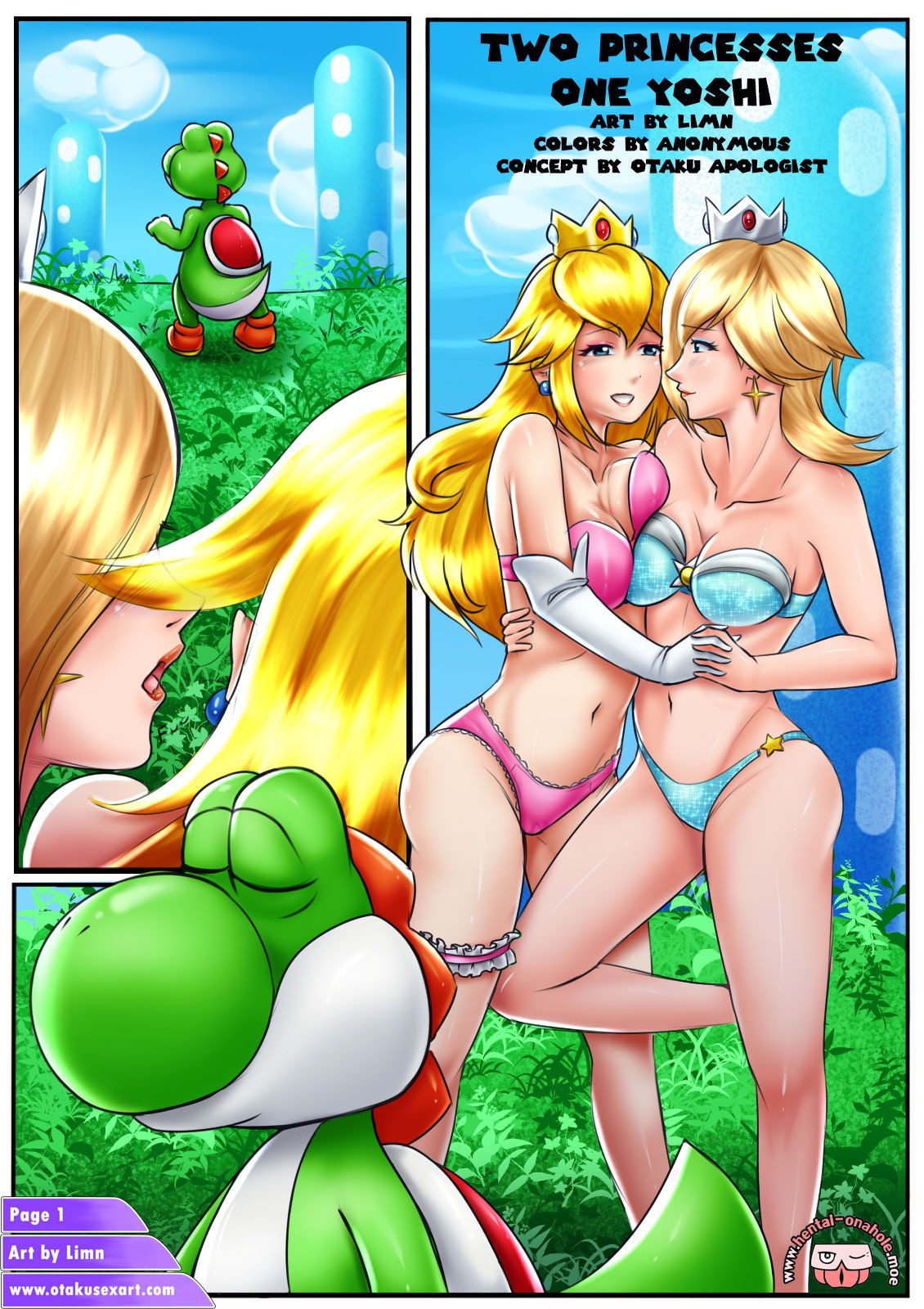 Virtual [Otakusexart] Two Princesses One Yoshi (Super Mario Bros.) [Textless] Argenta
