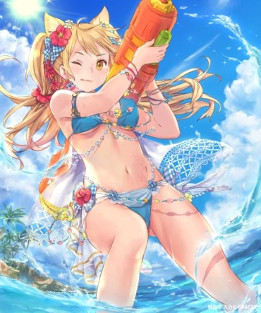 Hole Pupi-yupi-pupi-up Image Of A Second Girl In A Bathing Suit With A Water Gun Sensual