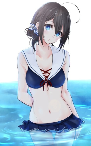 Cheat The Image Of The Girl Who Wears The Water Of The Case That I Put The Navel Out As JK Uniform Is A Sailor Beach Wear Or Wwwwwww Muscles