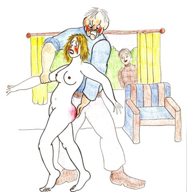 Transvestite [Johnon] Spanking Caning Birching Judicial CP Drawings Butt