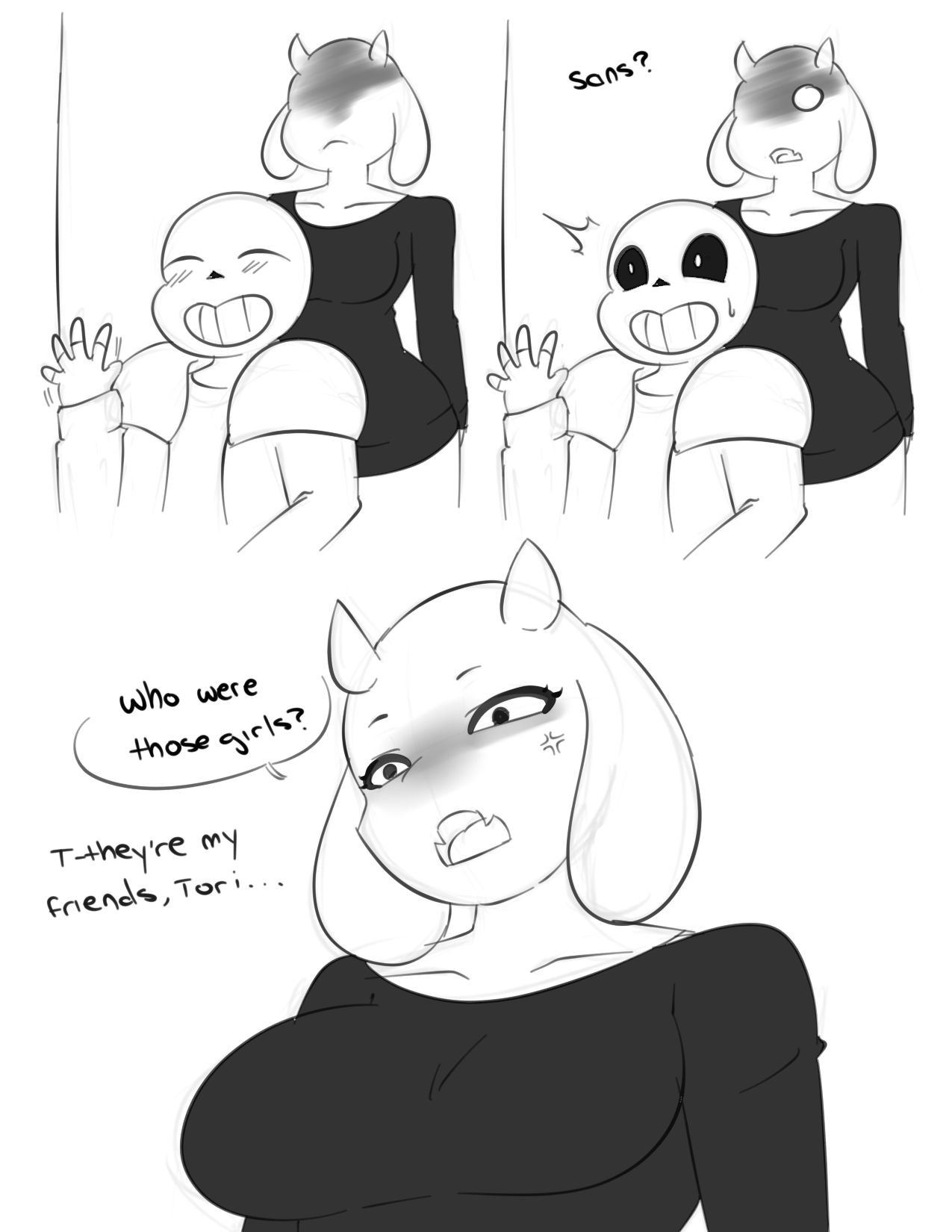 Double Blowjob [Inuyuru] Sans X Toriel (Undertale) Cumfacial