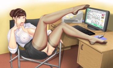 Tugging Office Lady Blackdick