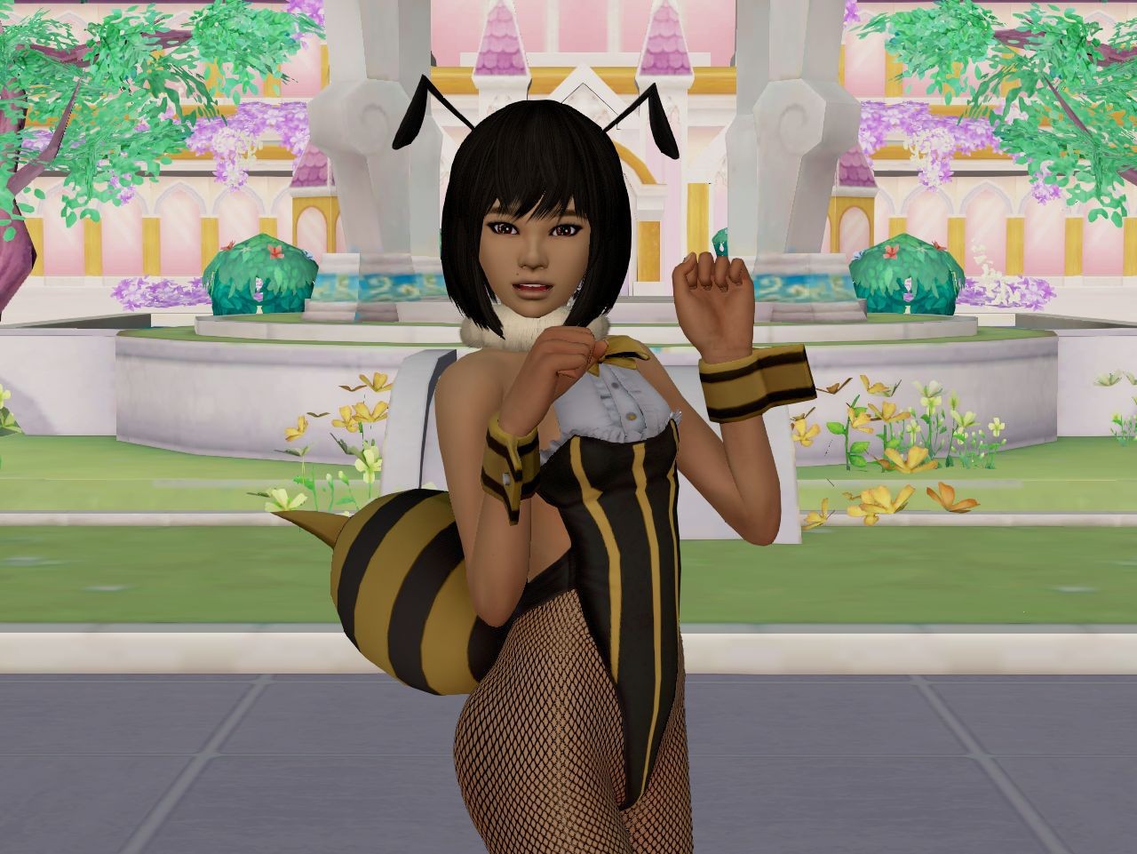 Black Hair FF7 Re OC Cosplay Secretary